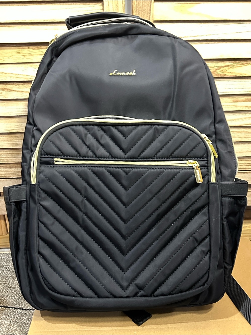 Black Quilted women’s Backpack with usb charging